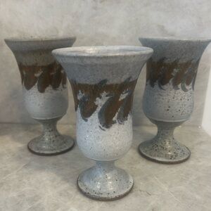 Renowned Canadian Ceramics Artist Geoff Searle set of three goblets